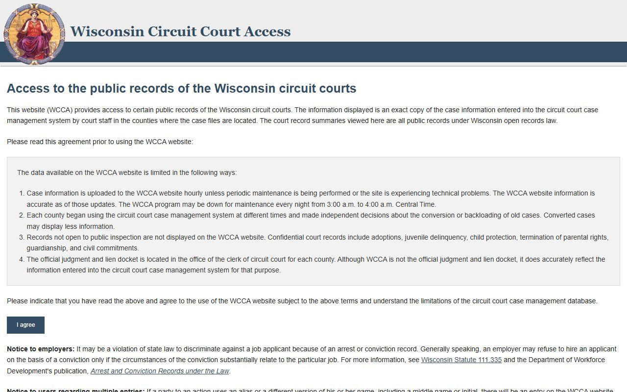Wisconsin Circuit Court Access search portal for Waukesha County court records