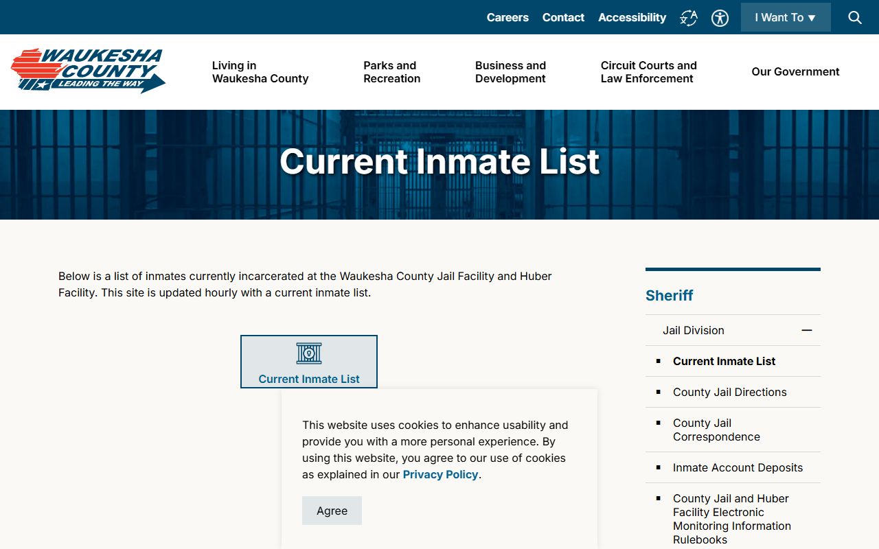 Waukesha County inmate population current inmate list page